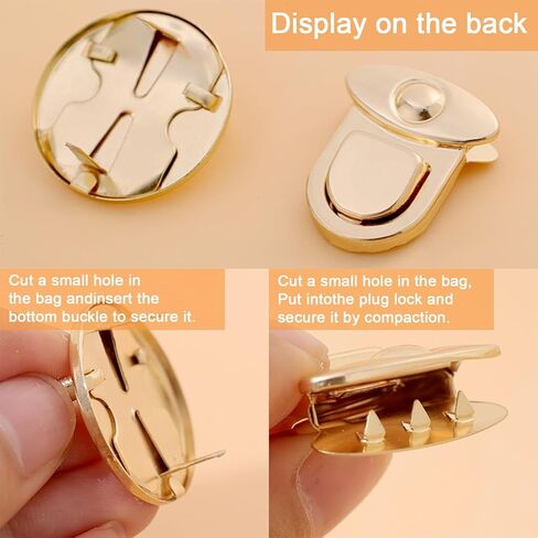 قفل لسان البطة، قفل إبهام المحفظة، مشبك قفل دوار، قفل ملتوي من سبيكة معدنية - 3 قطع in Kuwait