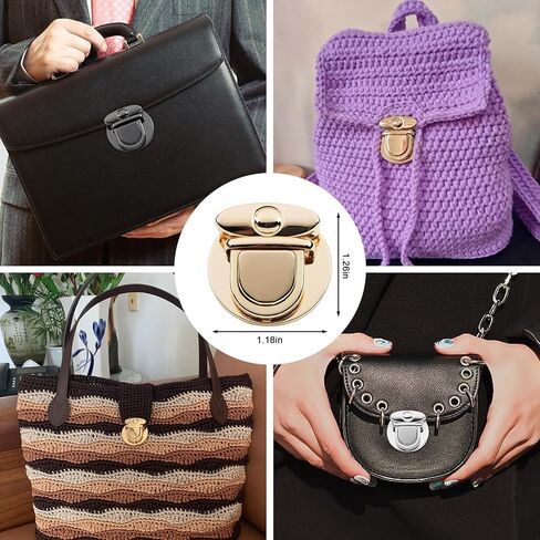 قفل لسان البطة، قفل إبهام المحفظة، مشبك قفل دوار، قفل ملتوي من سبيكة معدنية - 3 قطع in Kuwait