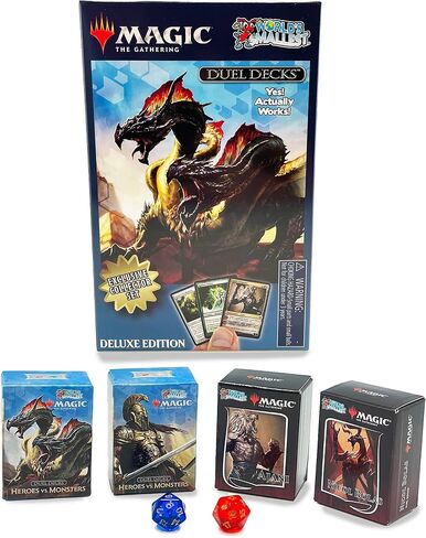 Worlds Smallest Magic: The Gathering Exclusive Collector Set Featuring Ajani VS. Nicol Bolas and Heroes VS. Monsters Duel Decks and Exclusive Playing Dice in Saudi Arabia