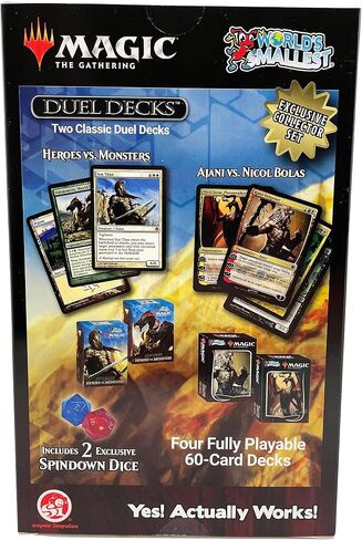 Worlds Smallest Magic: The Gathering Exclusive Collector Set Featuring Ajani VS. Nicol Bolas and Heroes VS. Monsters Duel Decks and Exclusive Playing Dice in Saudi Arabia
