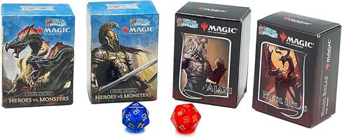 Worlds Smallest Magic: The Gathering Exclusive Collector Set Featuring Ajani VS. Nicol Bolas and Heroes VS. Monsters Duel Decks and Exclusive Playing Dice in Saudi Arabia