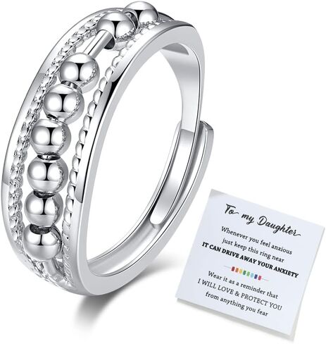 جن اكس ان خاتم فيدجيت تو ماي ابنت، خاتم فيدجيت لتخفيف القلق للنساء، خاتم قابل للتعديل لتخفيف القلق بالوان قوس قزح، هدايا مجوهرات in Kuwait