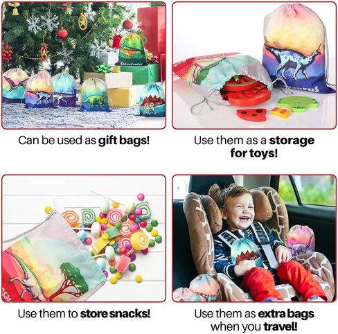 12 Pack Dinosaur Party Supplies Favor Drawstring Bags for Kids’ Birthday, Boys and Girls Dino Backpack Bag as Loot and Goodie bags for Gifts, Candy and Snacks, School, Travel, or Toy Storage Bag in Kuwait