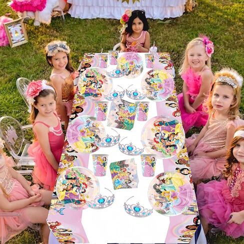 لوازم حفلات عيد ميلاد الاميرة، ادوات مائدة بلون زهري تتضمن اطباق واكواب ومناديل ومفرش طاولة لتزيين حفلات عيد ميلاد الاميرة وحفلات استقبال المولود (16 قطعة) in Kuwait