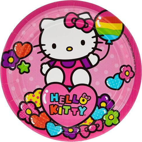 American Greetings Adorable Hello Kitty Rainbow Round Plates, 7", Multicolor in Saudi Arabia