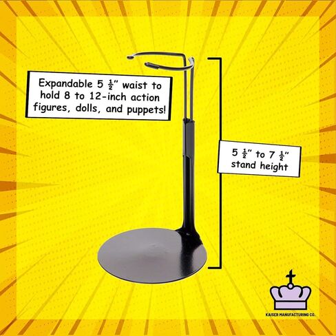 كايسر حامل دمى اسود 2175 - حامل مجسم شخصية مع سلك خصر قابل للتوسيع للدمى مقاس 8 انش - 12 انش (3 قطع) in Kuwait