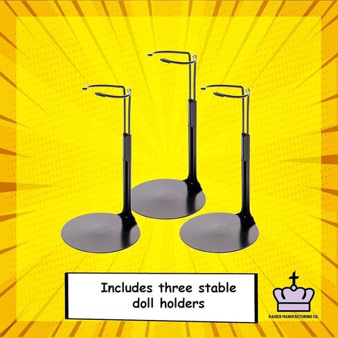 كايسر حامل دمى اسود 2175 - حامل مجسم شخصية مع سلك خصر قابل للتوسيع للدمى مقاس 8 انش - 12 انش (3 قطع) in Kuwait