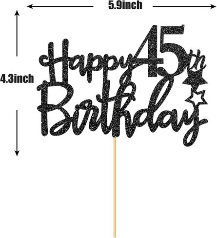 بلاك هابي 45th Birthday Cake Top ، Hello 45 ، Cheers to 45 عامًا ، 45 & Fabulous Party Decoration in Saudi Arabia