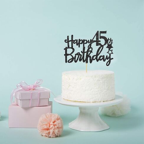 بلاك هابي 45th Birthday Cake Top ، Hello 45 ، Cheers to 45 عامًا ، 45 & Fabulous Party Decoration in Saudi Arabia