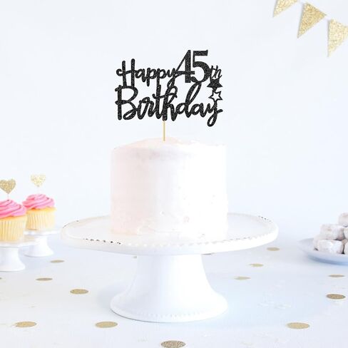 بلاك هابي 45th Birthday Cake Top ، Hello 45 ، Cheers to 45 عامًا ، 45 & Fabulous Party Decoration in Saudi Arabia
