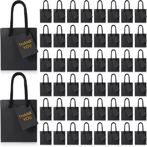 Zhehao 50 Pack Mini Gift Bags Bulk 4 x 2.75 x 4.5 Inches Valentine Paper Bags with Gift Tags Extra Small Paper ‌Container with Handles for Birthday Party Favors Weddings Baby Showers(Kraft Color)