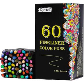Dyvicl Fineliner Fine Point Pens, 60 Colors 0.4mm Fineliner Color Pen Set Fine Point Markers Fine Tip Drawing Pens for Journaling Writing Note Taking Calendar Agenda Adult Coloring