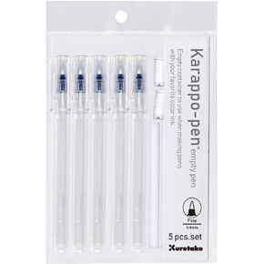 Kuretake Karappo Pen, 0.25mm Extra Fine tip 5pcs set, Empty refillable ink pen, for lettering, calligraphy, illustration, drawing, Made in Japan in Kuwait