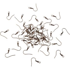 Pandahall 100pcs 18mm Iron Earring Hooks Antique Bronze Plated Ball Coil Ear Wires Finding for Earring Jewelry Making