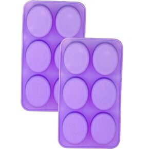 Silicone Mold for Handmade Soap jelly Pudding Cake Baking Tools Biscuit Cookie Chocolate Molds (Purple Oval (2 Pack)) in Kuwait