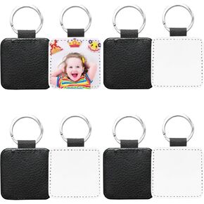 Arokimi Sublimation Keychains Blank,PU Leather Heat Transfer Keychain Keyring,8 Pcs