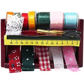 Cutemini Dollhouse Accessories Miniature Sewing Tool Kit 1:12 Sewing Room Accessories Sewing Basket Simulation Model Dollhouse Decorations (D)