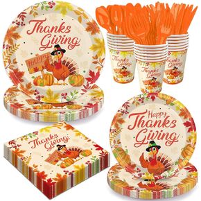 مجموعة أويجكو 144 قطعة من لوازم حفلات عيد الشكر، مجموعة مناديل أطباق حفلات الخريف والقرع الديك الرومي بما في ذلك أطباق الحلوى والمناديل لديكورات حفلات الأصدقاء تكفي 48 قطعة in Kuwait
