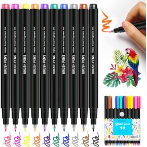 أقلام تحديد الخط من بيوتشو، أقلام رسم فُرش ملونة يمكن إعادة تعبئتها من 10 أقلام تحديد للكتابة اليدوية والمبتدئة، والكتابة اليدوية، والرسم، والتسليم، والرسوم التوضيحية in Kuwait