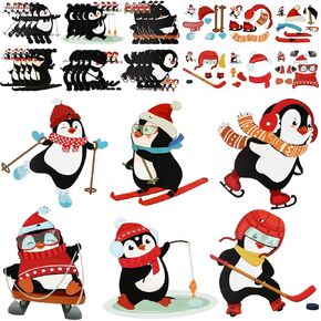 24 Pcs Christmas Crafts for Kids Penguin Sticker Winter DIY Ornaments Craft Christmas Tree Hanging Decoration Penguin Ornaments Crafts with Rope for Winter Xmas Party Favor Home Classroom Activities in Kuwait