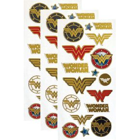 مجموعة ملصقات من 3 قطع من Playhouse DC Comics Wonder Woman للحرف اليدوية والتجارة والجمع
