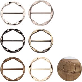 6 قطع الحرير وشاح حلقة كليب للنساء تي شيرت التعادل كليب الملابس الخاتم، أزياء جولة سبائك وشاح خاتم وشريحة تي شيرت تويست عقدة مشبك دائرة الملابس خاتم التفاف حامل ، متوسط, Medium in Kuwait