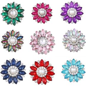 9pieces Lot Mix Colors Unique Christmas Gifts Alloy Interchangeable Accessory Chunks 18MM Rhinestone Snap Buttons Jewelry For Women in Kuwait