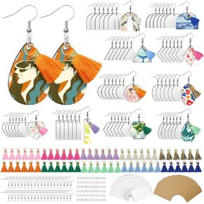 منتجات BEDSIFV 300 قطعة بالتصعيد ، 60 قطعة من الفراغات مع شرابة ، خطافات القرط ، حلقات القفز ، حوامل من الورق المقوى ، حقائب شفافة ، لوازم صنع الأقراط المصممة in Kuwait