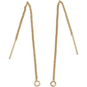 KISSITTY 5 Pairs Real 18K Gold Plated Dangle Earrings Threads 85mm Golden Long Chain Earring Tassel for Women DIY Jewelry Making