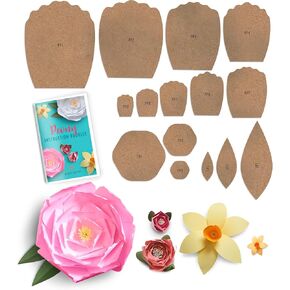 Paper Daisy, Dahlia, Zinnia, and Aster Template Kit 5" - 18" Leaf Templates Instruction Book Included for DIY Paper Flowers