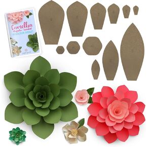 Paper Daisy, Dahlia, Zinnia, and Aster Template Kit 5" - 18" Leaf Templates Instruction Book Included for DIY Paper Flowers