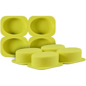 QELEG 2 Pcs 4 Cell Sponge Oval Soap Molds Silicone Soap Mold Cake Bar DIY Handmade Soap Molds Baking Tray (Oval) in Kuwait