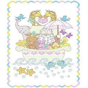 Jack Dempsey Needle Art 406039 Noah's Ark Crib Quilt Tops, 40-Inch-by-60-Inch, White in Saudi Arabia