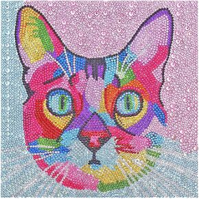 مجموعات الطلاء الماسي 5D DIY الحفر الكامل بالأرقام للأطفال والمبتدئين حجر الراين الماس التطريز ديكور جدار المنزل فن الفسيفساء (النمر الملون) in Kuwait