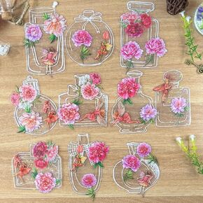40 جهاز كمبيوتر شخصى خمر الوردي الأحمر الفاوانيا الأزهار الفينيل ملصقات شفافة الشارات السائبة زهرة الجنية جرة الفينيل ملصقات للماء لزجاجات المياه المغلفات سكرابوكينغ الأثاث الحرف بطاقة صنع اليوميات in Kuwait