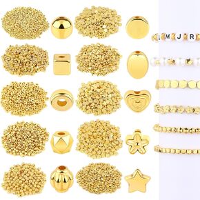 1500Pcs 10 Styles Gold Spacer Beads Assorted Jewelry Making Loose Beads for DIY Bracelet Necklace Earring Craft Making in Kuwait