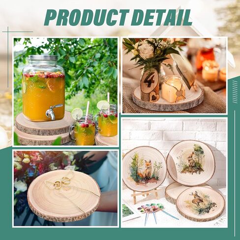 20 Pcs Round Wood Slices Wood Rounds Bulk Wood Slices for Centerpieces Unfinished Rustic Tree Bark Natural Wooden Slices for Wedding DIY Gifts Craft Centerpieces Decor Christmas Ornament(8-9 Inch) in Saudi Arabia