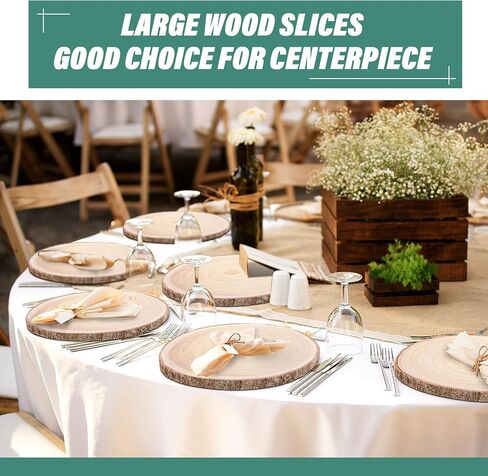 20 Pcs Round Wood Slices Wood Rounds Bulk Wood Slices for Centerpieces Unfinished Rustic Tree Bark Natural Wooden Slices for Wedding DIY Gifts Craft Centerpieces Decor Christmas Ornament(8-9 Inch) in Saudi Arabia