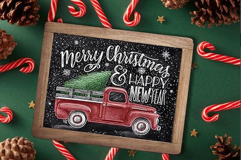 الماس اللوحة عيد الميلاد خمر شاحنة الماس الفن للبالغين شجرة عيد الميلاد الفن الحرفية لديكور المنزل عطلة، سنة جديدة سعيدة (10x12 بوصة) in Kuwait