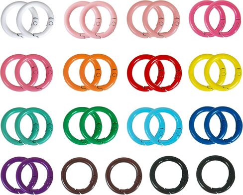 30 قطعة من حلقات زنبركية على شكل حرف O مقاس 1 انش، مشابك خطافية دائرية لابزيم حلقة المفاتيح لسلسلة المفاتيح وشنط اليد والمحفظة وحزام الكتف، 15 لون in Kuwait