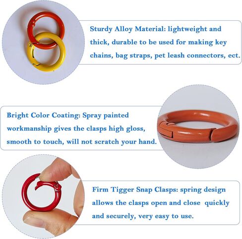 30 قطعة من حلقات زنبركية على شكل حرف O مقاس 1 انش، مشابك خطافية دائرية لابزيم حلقة المفاتيح لسلسلة المفاتيح وشنط اليد والمحفظة وحزام الكتف، 15 لون in Kuwait