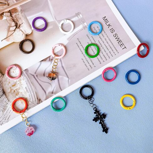 30 قطعة من حلقات زنبركية على شكل حرف O مقاس 1 انش، مشابك خطافية دائرية لابزيم حلقة المفاتيح لسلسلة المفاتيح وشنط اليد والمحفظة وحزام الكتف، 15 لون in Kuwait