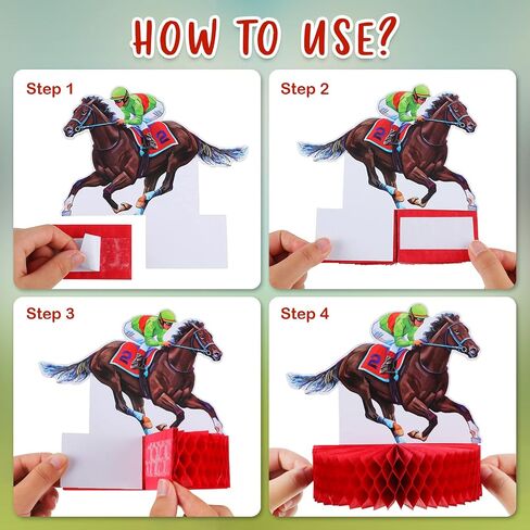 9 Pcs Kentucky Horsing Racing Derby Decorations Horse Racing Honeycomb Centerpieces Kentucky Horse Derby Party Supplies 3D Horse Birthday Party Table Decor Baby Shower Derby Plates Birthday Party in Saudi Arabia