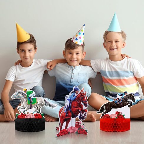 9 Pcs Kentucky Horsing Racing Derby Decorations Horse Racing Honeycomb Centerpieces Kentucky Horse Derby Party Supplies 3D Horse Birthday Party Table Decor Baby Shower Derby Plates Birthday Party in Saudi Arabia
