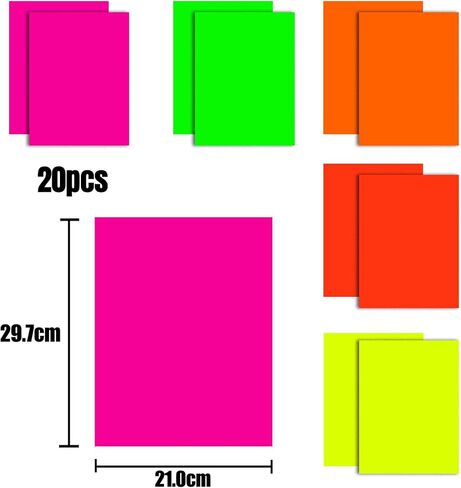 20 ورقة يلمع في الظلام لوازم الحفلات من النيون ورق لامع وديكورات الحفلات السوداء (5 ألوان) in Kuwait