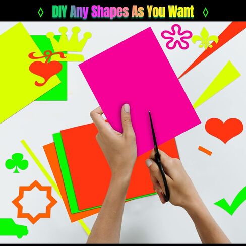 20 ورقة يلمع في الظلام لوازم الحفلات من النيون ورق لامع وديكورات الحفلات السوداء (5 ألوان) in Kuwait