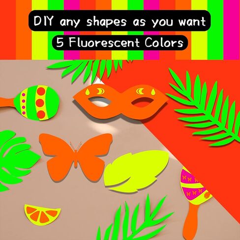 20 ورقة يلمع في الظلام لوازم الحفلات من النيون ورق لامع وديكورات الحفلات السوداء (5 ألوان) in Kuwait