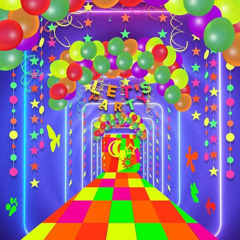 20 ورقة يلمع في الظلام لوازم الحفلات من النيون ورق لامع وديكورات الحفلات السوداء (5 ألوان) in Kuwait