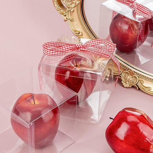 صندوق حلوى التفاح مع فتحة علوية من الموكسفي، 4 انش × 4 انش × 4 انش، صندوق هدايا شفاف من البولي ايثيلين تيرفثالات للحلوى والحلوى والتفاح والحلي والزفاف والحفلات in Kuwait