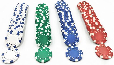 SEETOOOGAMES 11.5g Clay Composite Dice Striped Casino Poker Chips- 4 Colors in Kuwait